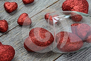 Wine Glass with Red Hearts