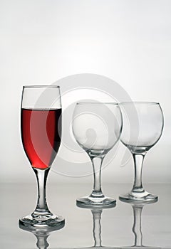 Wine glass of red wine.