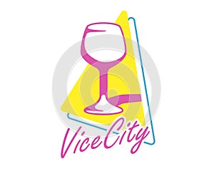 Wine glass retro logo vector