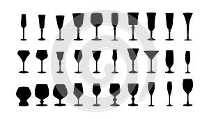 Wine glass silhouettes set. photo