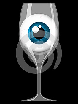 Wine glass with staring eye