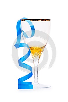 Wine glass with streamer isolated