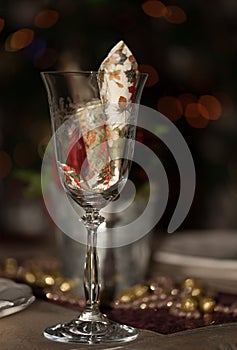 Wine glass on the table. photo
