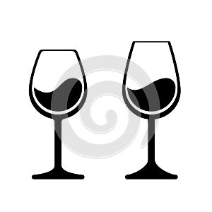 Wine glass vector icons. Isolated wineglass alcohol beverage sign photo