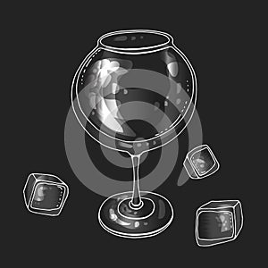 Wine glass vector line icon, sign, illustration on background, editable strokes. alcohol glass for vermouth. wine glass