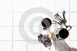 Wine glass on white background.