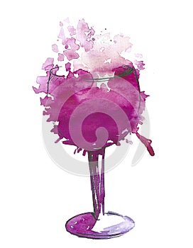 Wine glass, wineglasses and silhouette. Wine tasting invitation or party. Artistic design background with stai photo