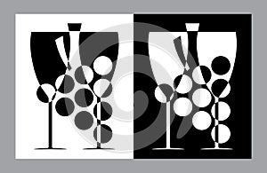 Wine glasses and botlle sign(vector,CMYK)