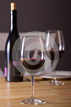 Wine glasses bottle