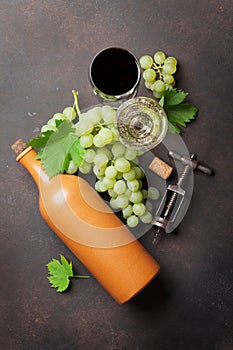 Wine glasses, bottle and grapes