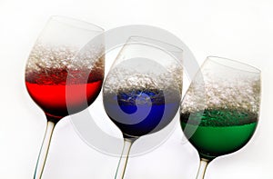 Wine glasses colored water