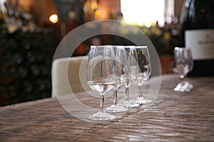 Wine glasses lined up