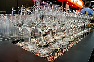 Wine glasses in reataurant at the Photokina Exhibition