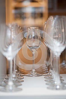 Wine glasses at restaurant