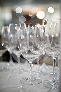 Wine glasses at restaurant