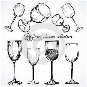Wine glasses - sketch illustration