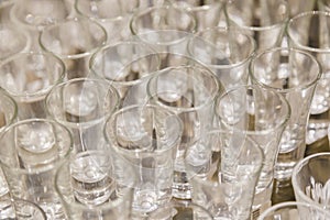 Wine glasses for strong alcoholic beverages, background of wine glasses.