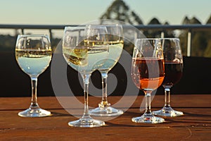 Wine Glasses at Sunset