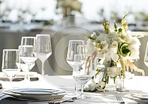 Wine glasses table setup