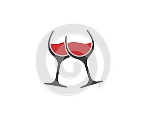 wine glasses toasting logo icon vector
