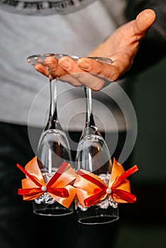 Wedding glasses with a bow