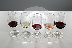 Wine glasses for wine tasting.