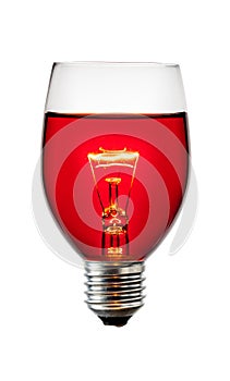 Wine glowing bulb idea concept