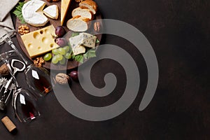 Wine, grape and cheese