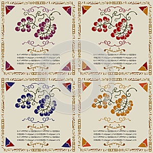 Wine grape labels by sort woodcut photo