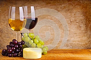 Wein Trauben a Käse 