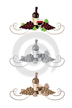 Wine and grapes decoration