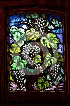Wine Grapes Glass Window