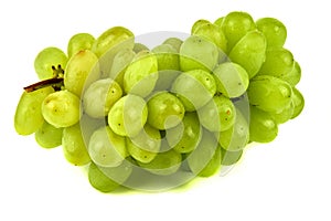 Wine grapes, table grapes. Fresh fruit. Bunch of grapes and raisins on a white background