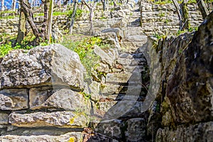 Old natural stone stairs in the vineyard