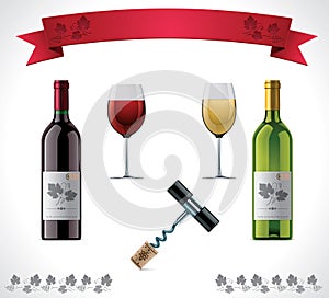 Wine icon set