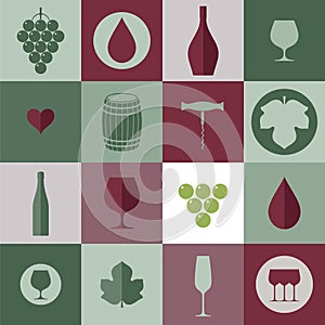 Wine. Icon set