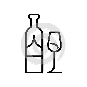 Wine icon vector isolated on white background, Wine sign , line and outline elements in linear style