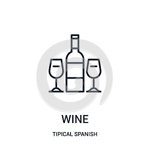 wine icon vector from tipical spanish collection. Thin line wine outline icon vector illustration. Linear symbol for use on web photo