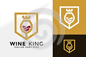 Wine King Logo Design, Brand Identity Logos Designs Vector Illustration Template