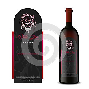 Wine Label with bottle Mockup