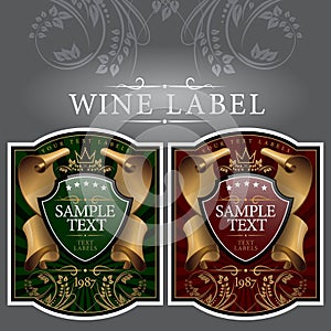 Wine label with a gold ribbon