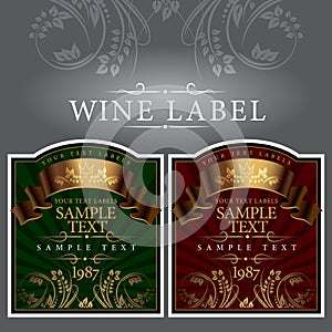 Wine label with a gold ribbon