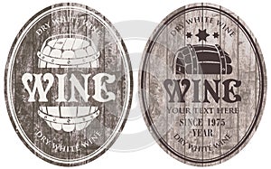 Wine labels with the barrel