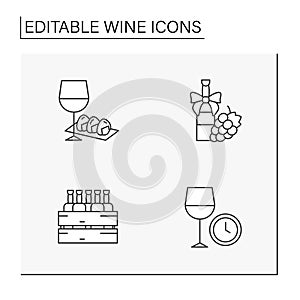 Wine line icons set
