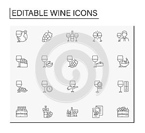 Wine line icons set