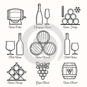 Wine line icons