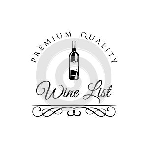 Wine List Bottle Menu Card Design template. Vector Illustration