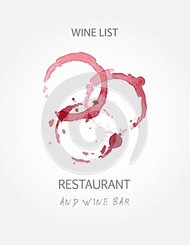 Wine list design templates with red wine stains
