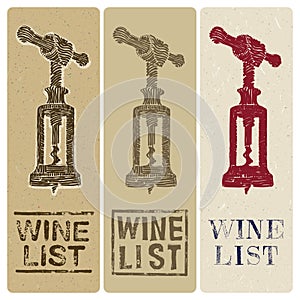 Wine list slim covers - vector illustration