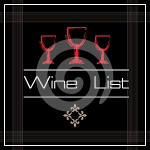 Wine list with three glasses